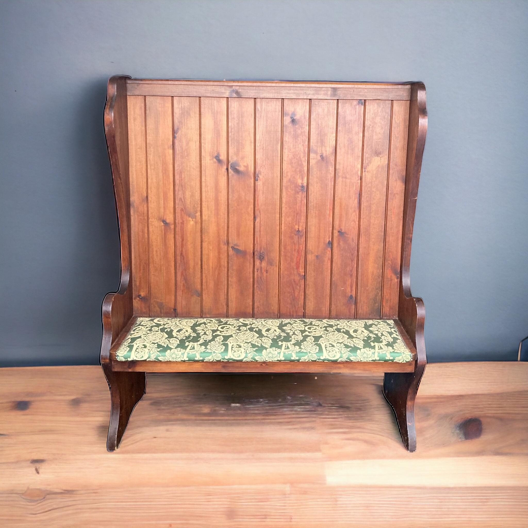 Large Antique High Back Pine Church Pew Bench CIRCA 1920'S For Sale 2