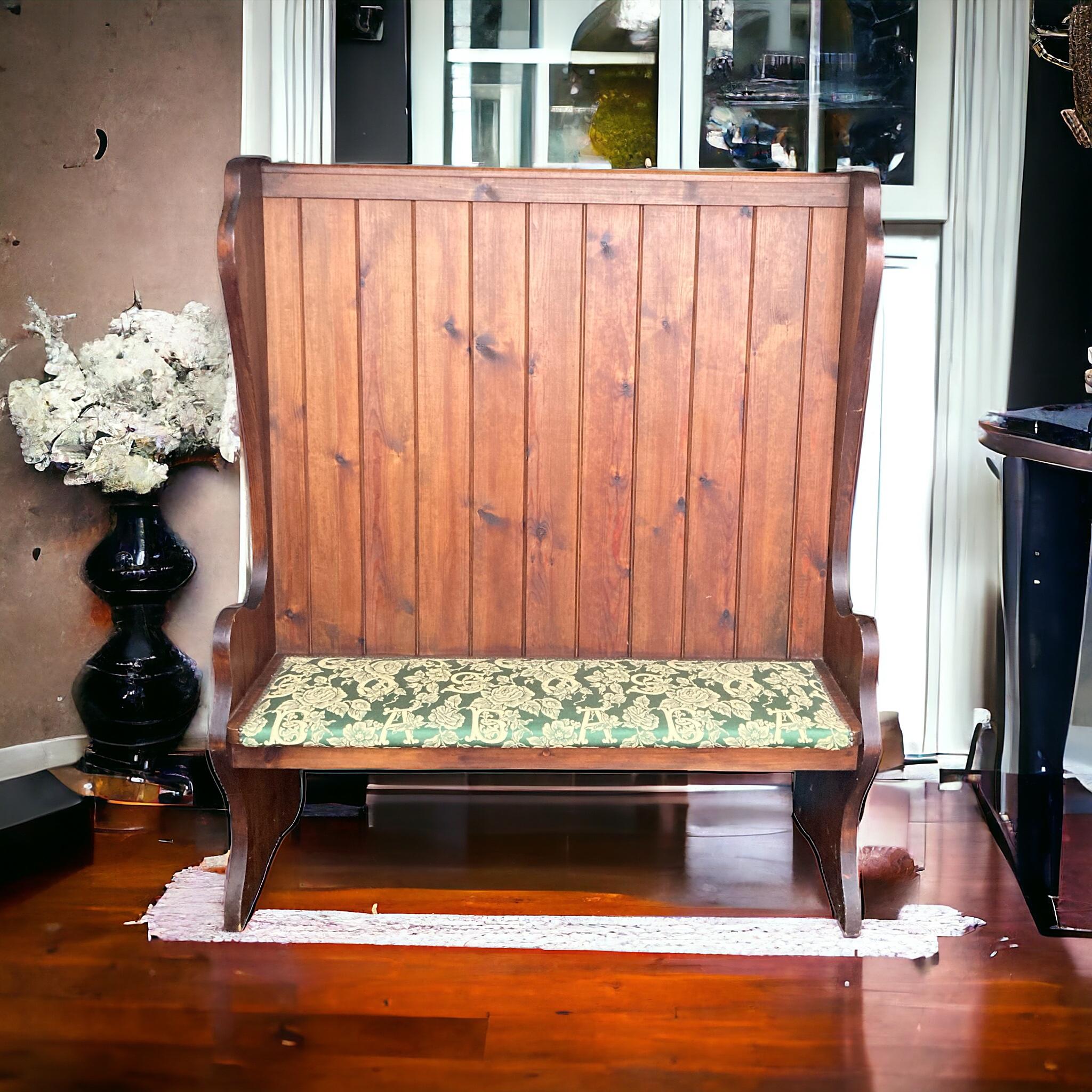 Large Antique High Back Pine Church Pew Bench CIRCA 1920'S For Sale 3
