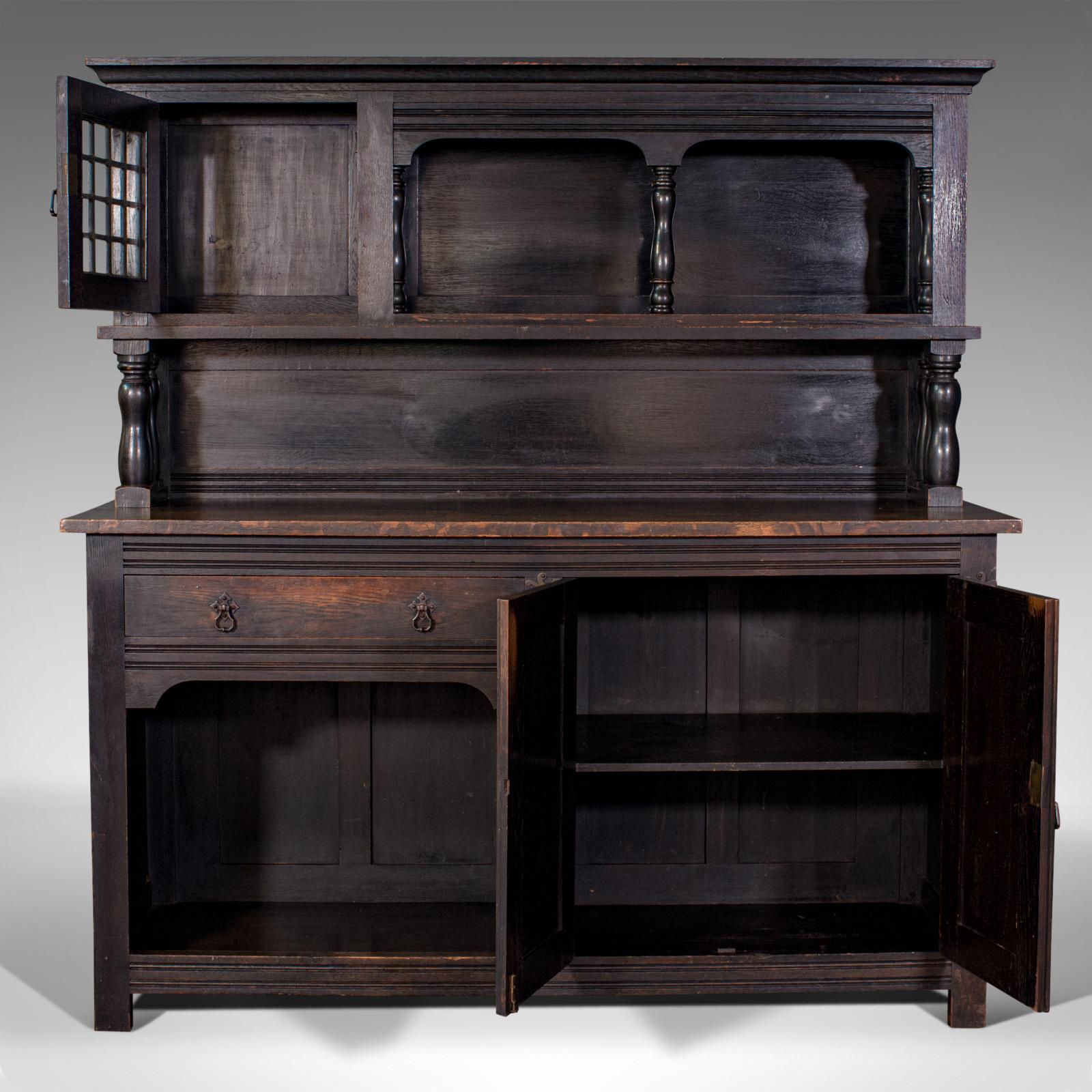 British Large Antique Housekeeper's Cabinet, Dresser, Arts & Crafts, After Liberty, 1910
