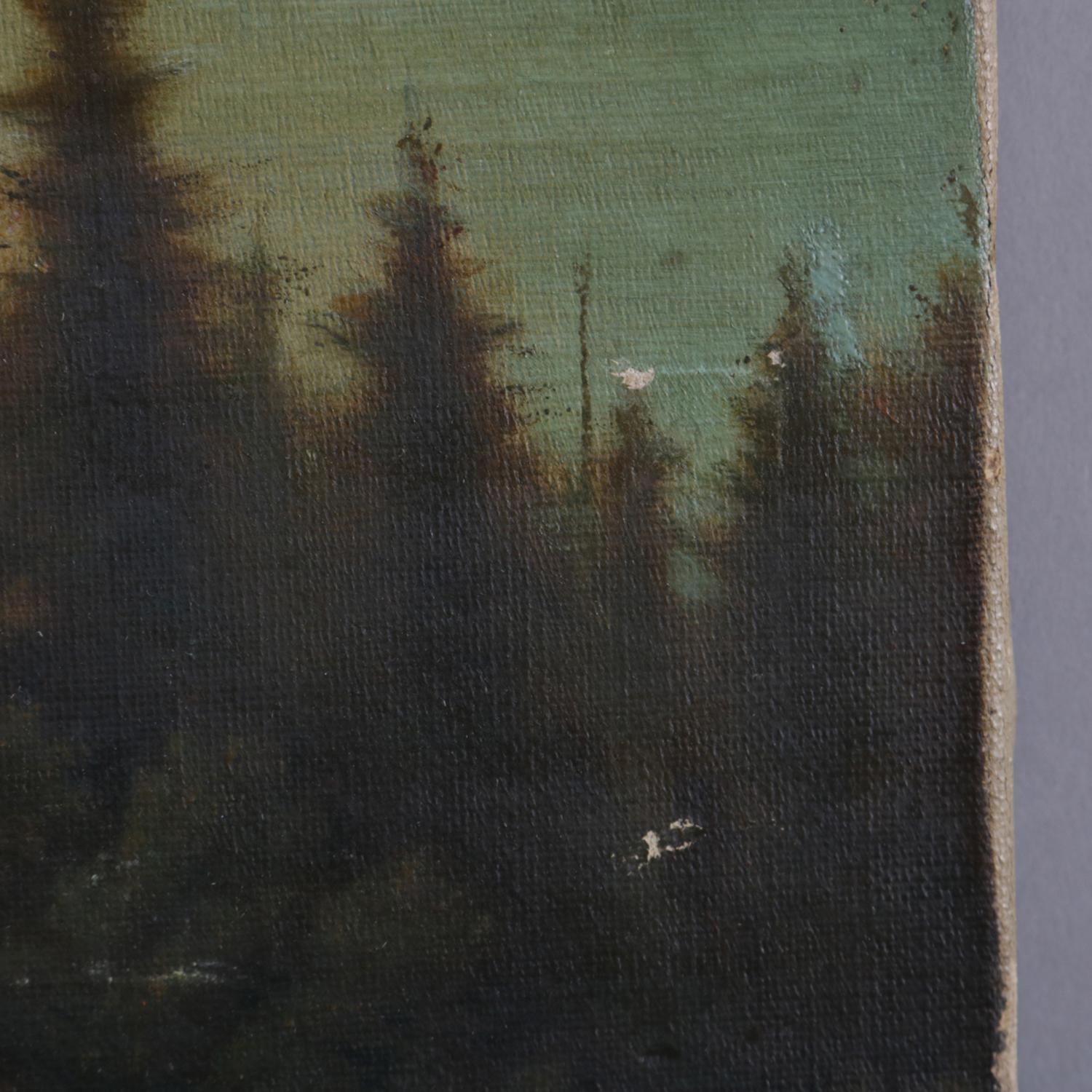 20th Century Large Antique Hudson River School Oil on Canvas Landscape Painting, circa 1900