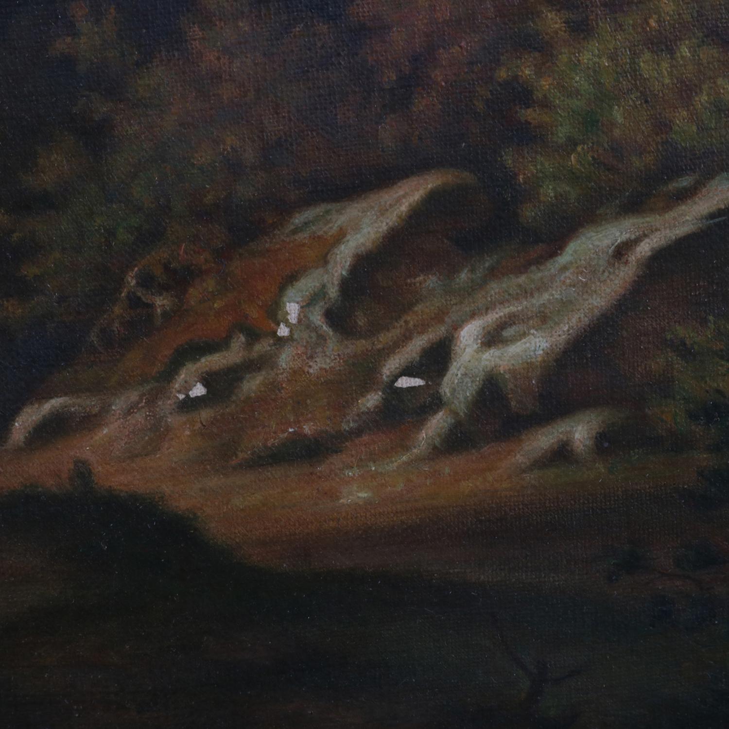 Large Antique Hudson River School Oil on Canvas Landscape Painting, circa 1900 1