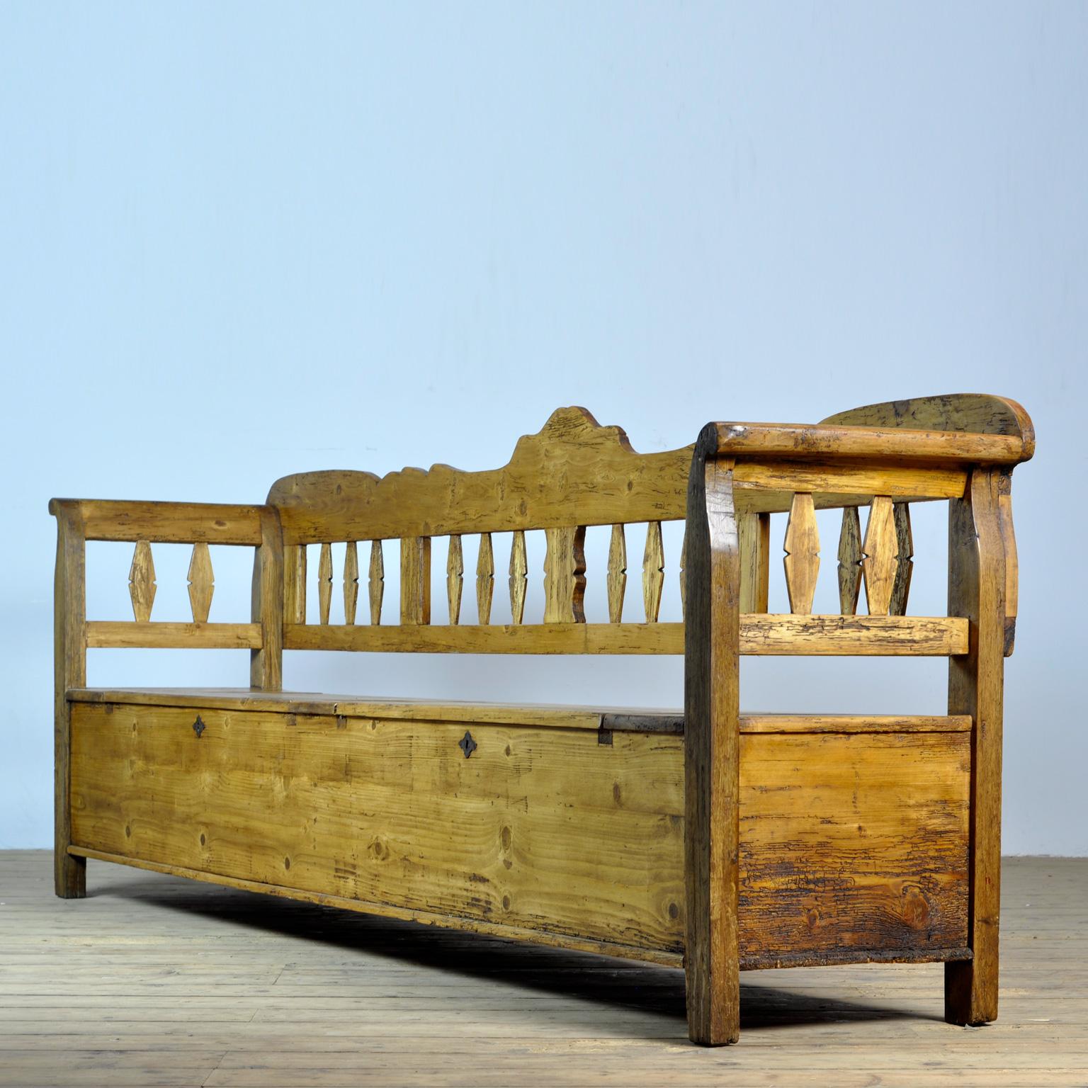 Large Antique Hungarian Settle Bench, 1920's 9