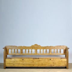 Large Antique Hungarian Settle Bench, 1920's