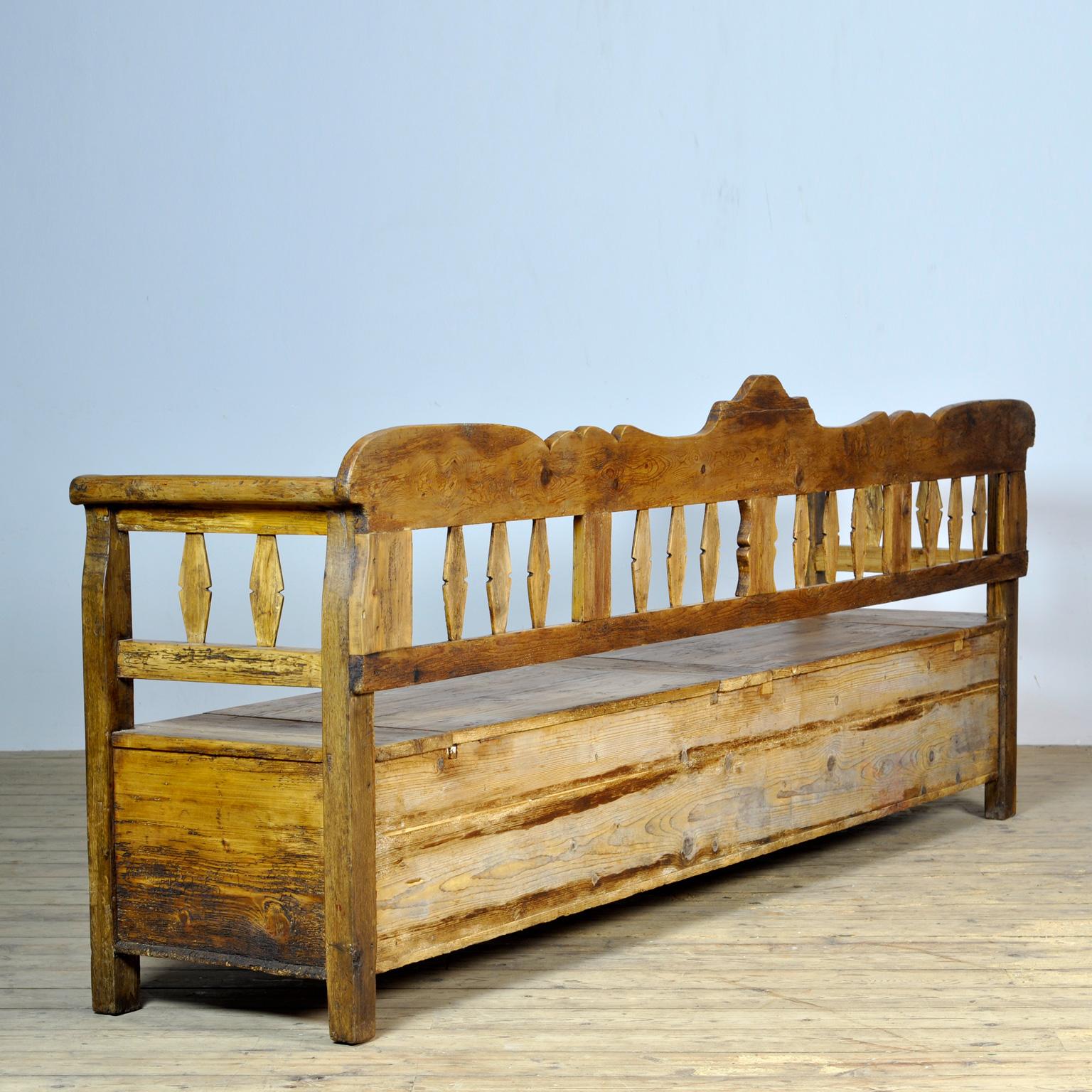 Large Antique Hungarian Settle Bench, 1920's 11