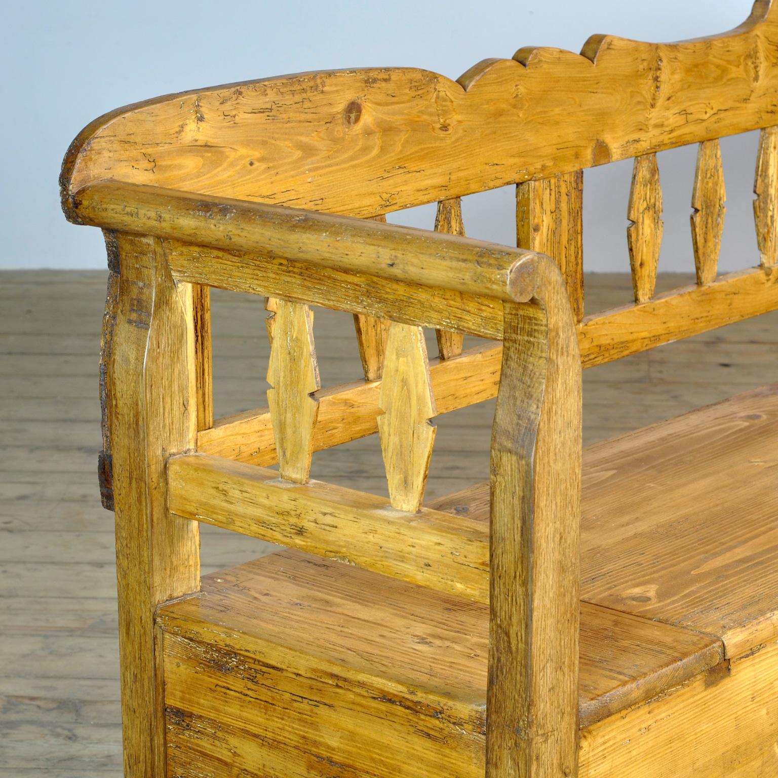 Rustic Large Antique Hungarian Settle Bench, 1920's