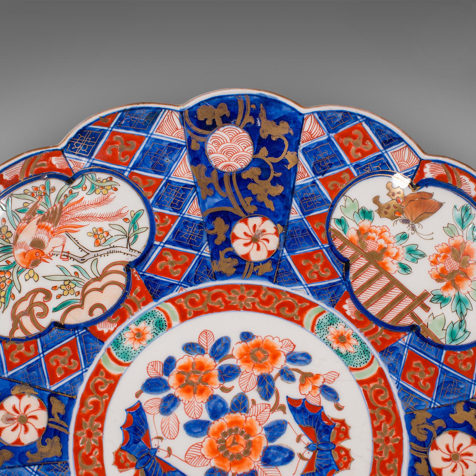 Large Antique Imari Fruit Display Plate, Japanese, Ceramic Platter, Victorian For Sale 5