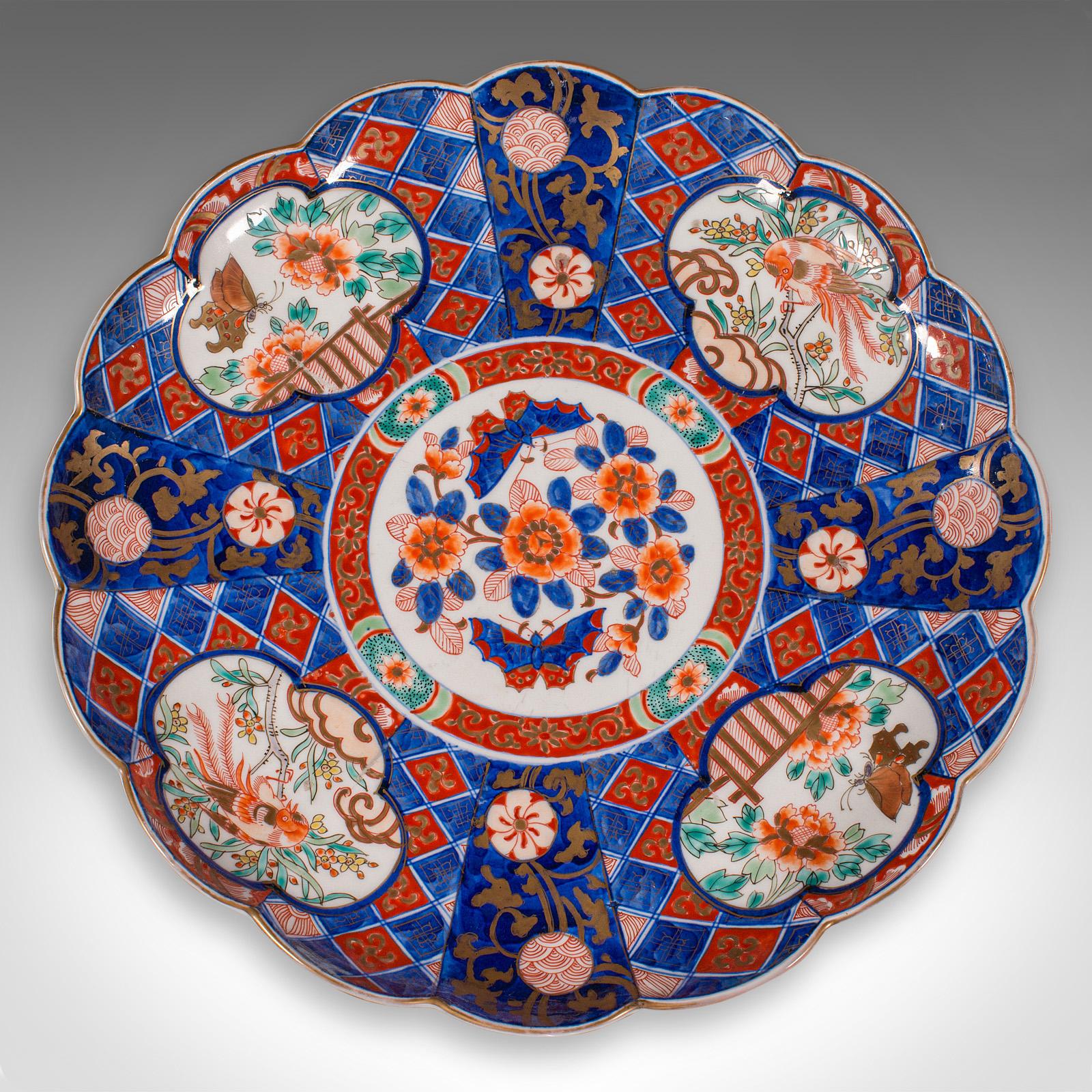 Large Antique Imari Fruit Display Plate, Japanese, Ceramic Platter, Victorian For Sale 1