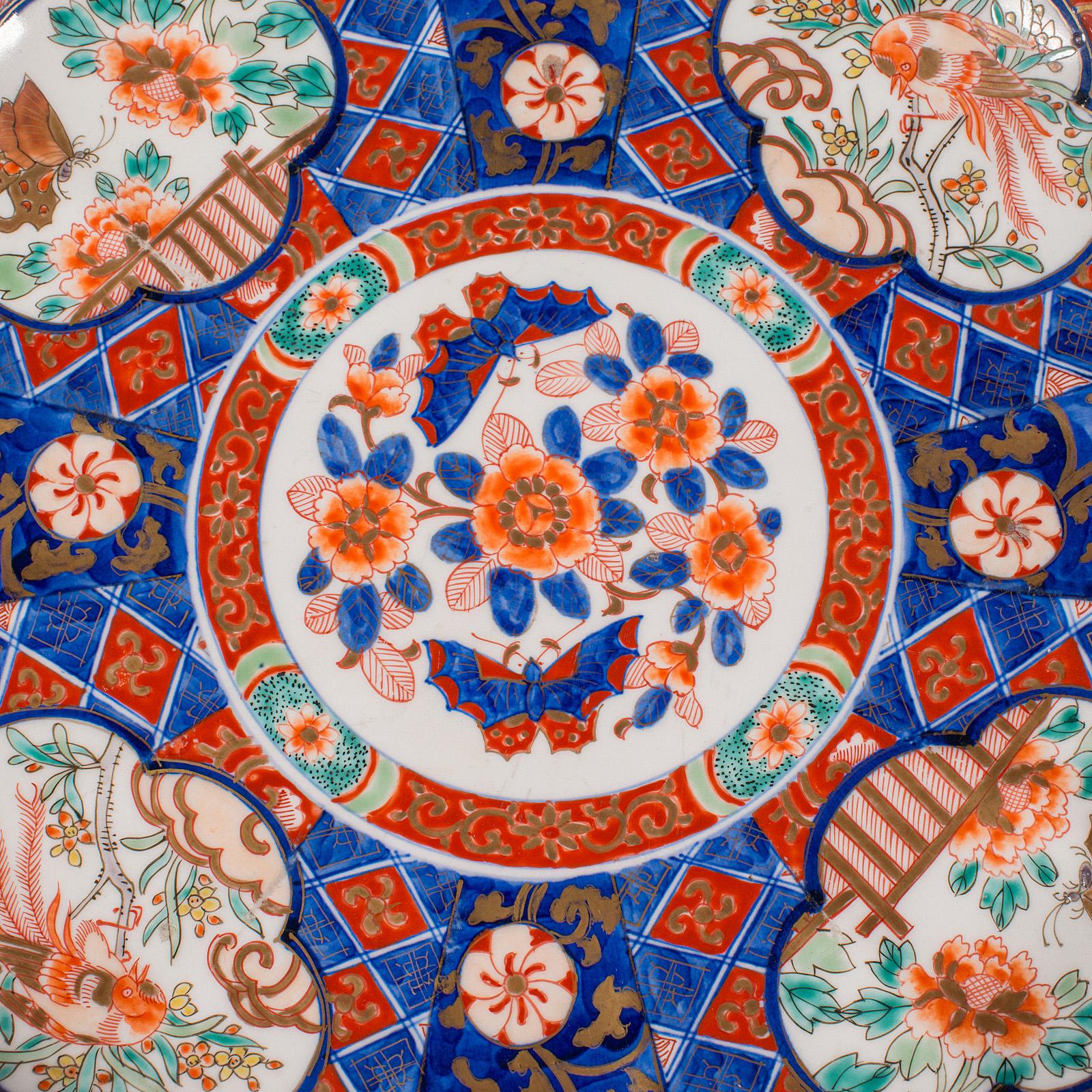 Large Antique Imari Fruit Display Plate, Japanese, Ceramic Platter, Victorian For Sale 2