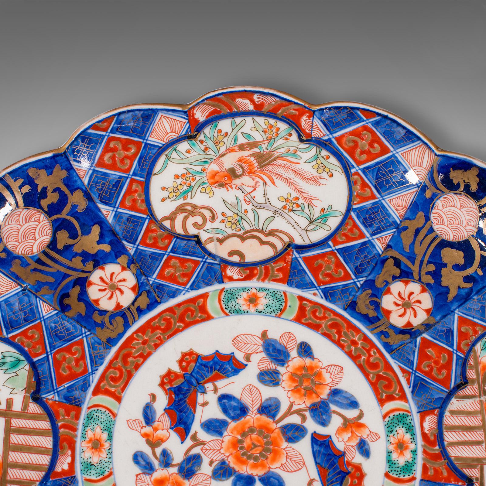 Large Antique Imari Fruit Display Plate, Japanese, Ceramic Platter, Victorian For Sale 4