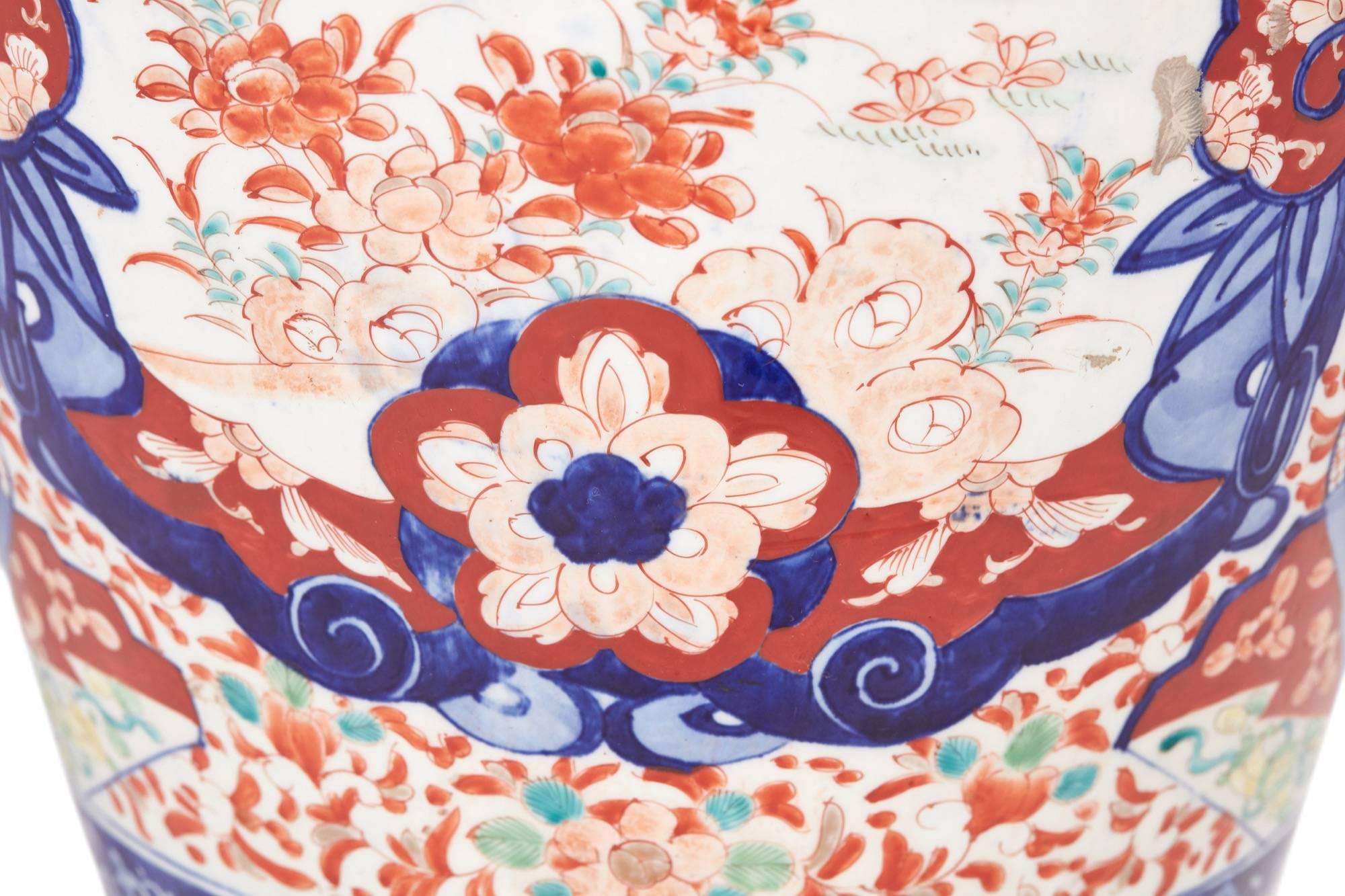 Asian Large Antique Imari Porcelain Vase For Sale