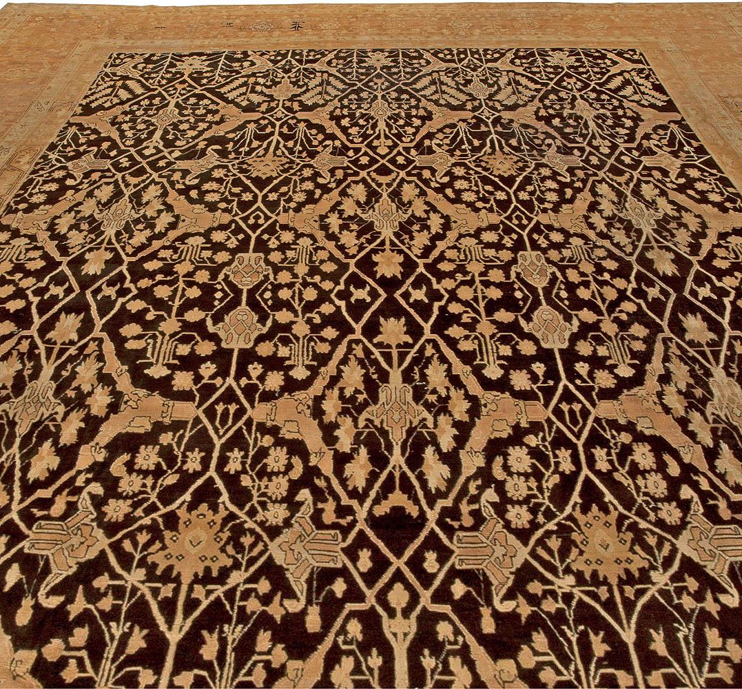 Hand-Knotted Large Antique Indian Agra Rug For Sale