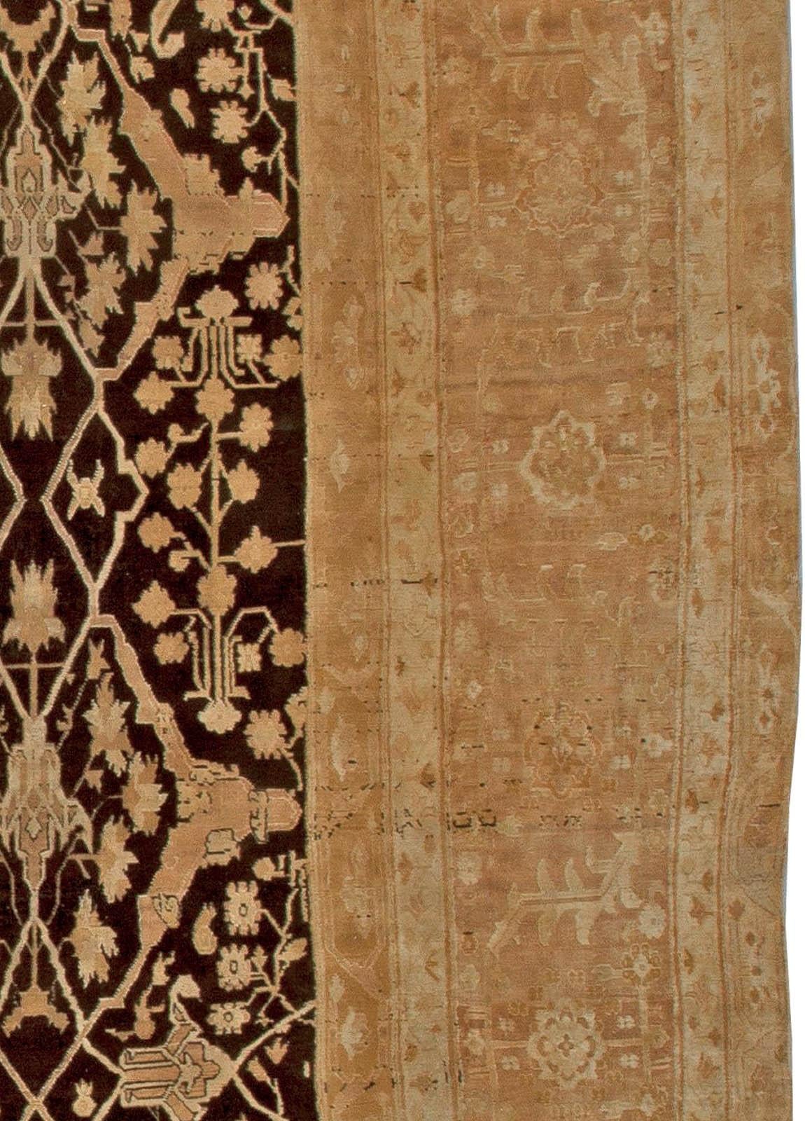 19th Century Doris Leslie Blau Large Antique Indian Agra Rug For Sale