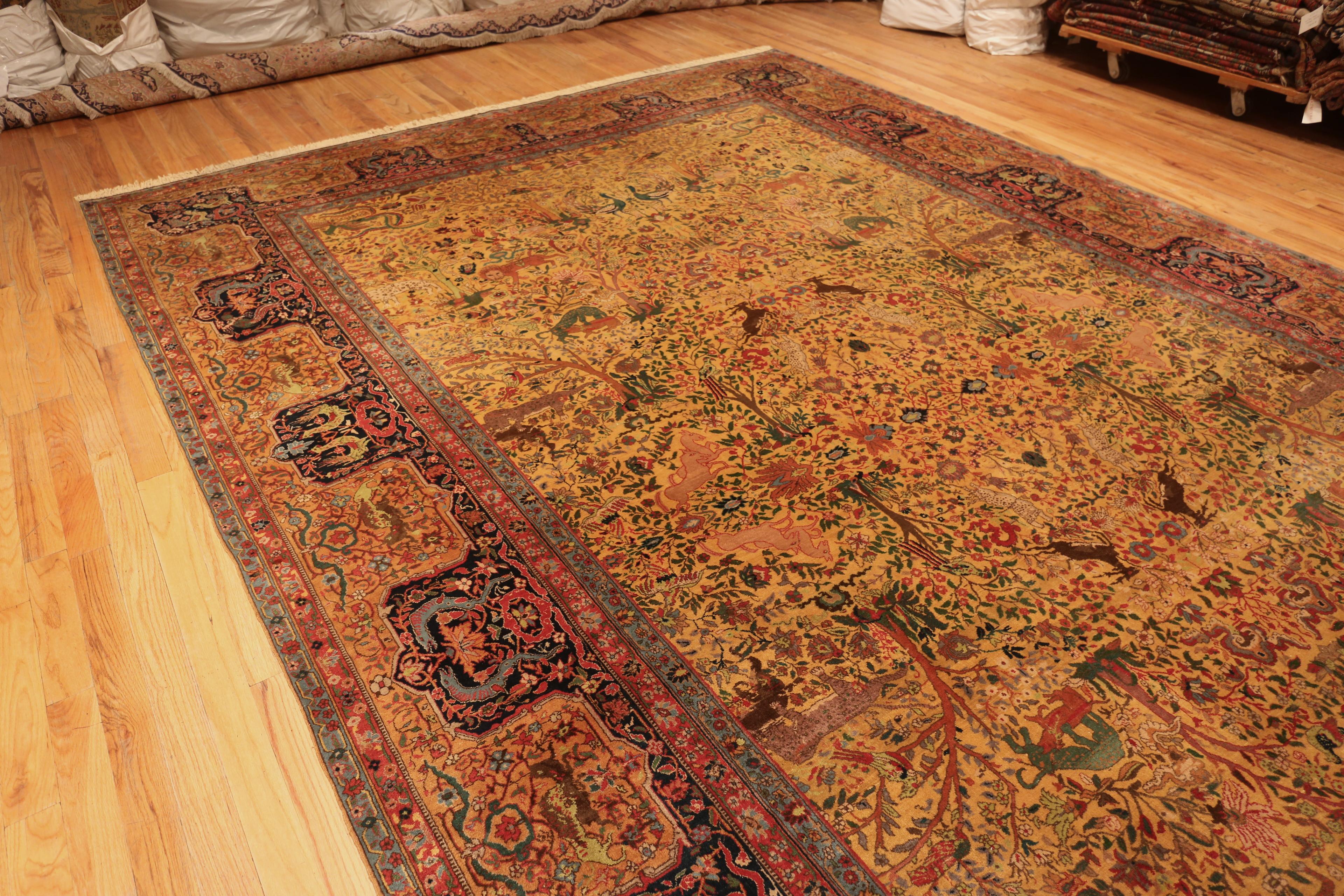 Animal Design Large Antique Indian Agra Rug, Country Of Origin: India, Circa date: 1900. Size: 11 ft x 17 ft 8 in (3.35 m x 5.38 m)

