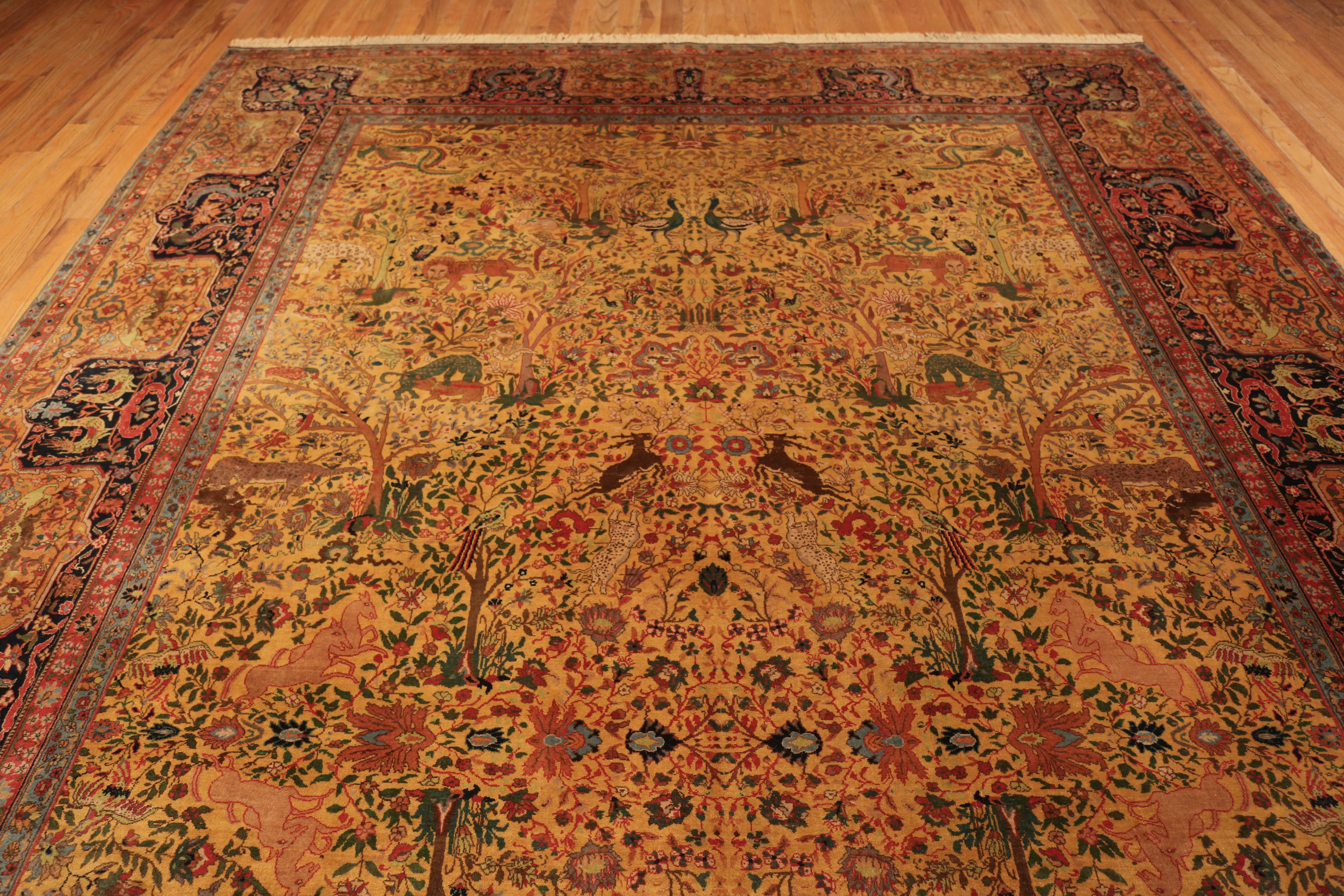 Wool Antique Indian Agra Rug. Size: 11 ft x 17 ft 8 in For Sale
