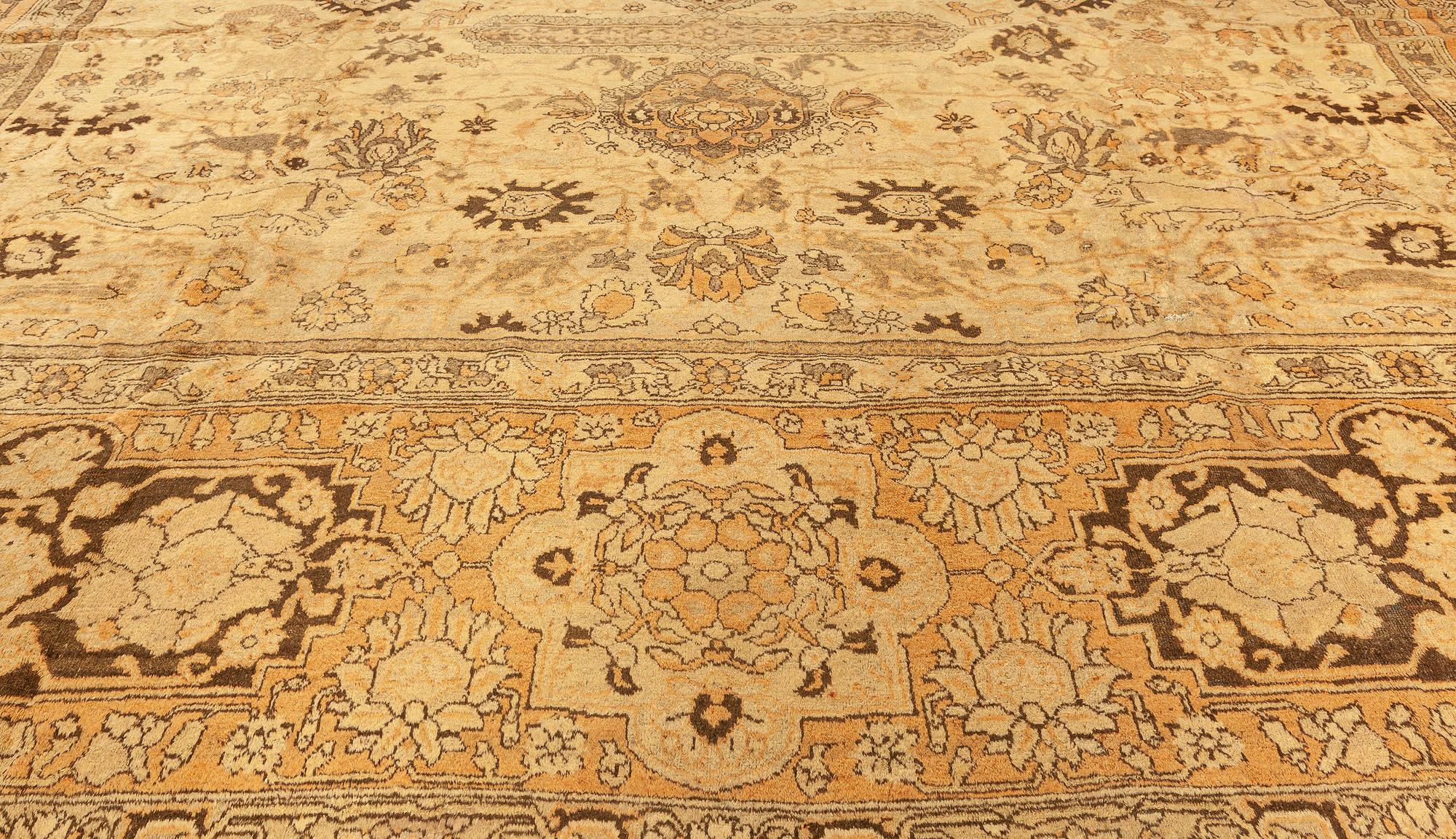 20th Century Large Antique Indian Amritsar Handmade Wool Rug For Sale