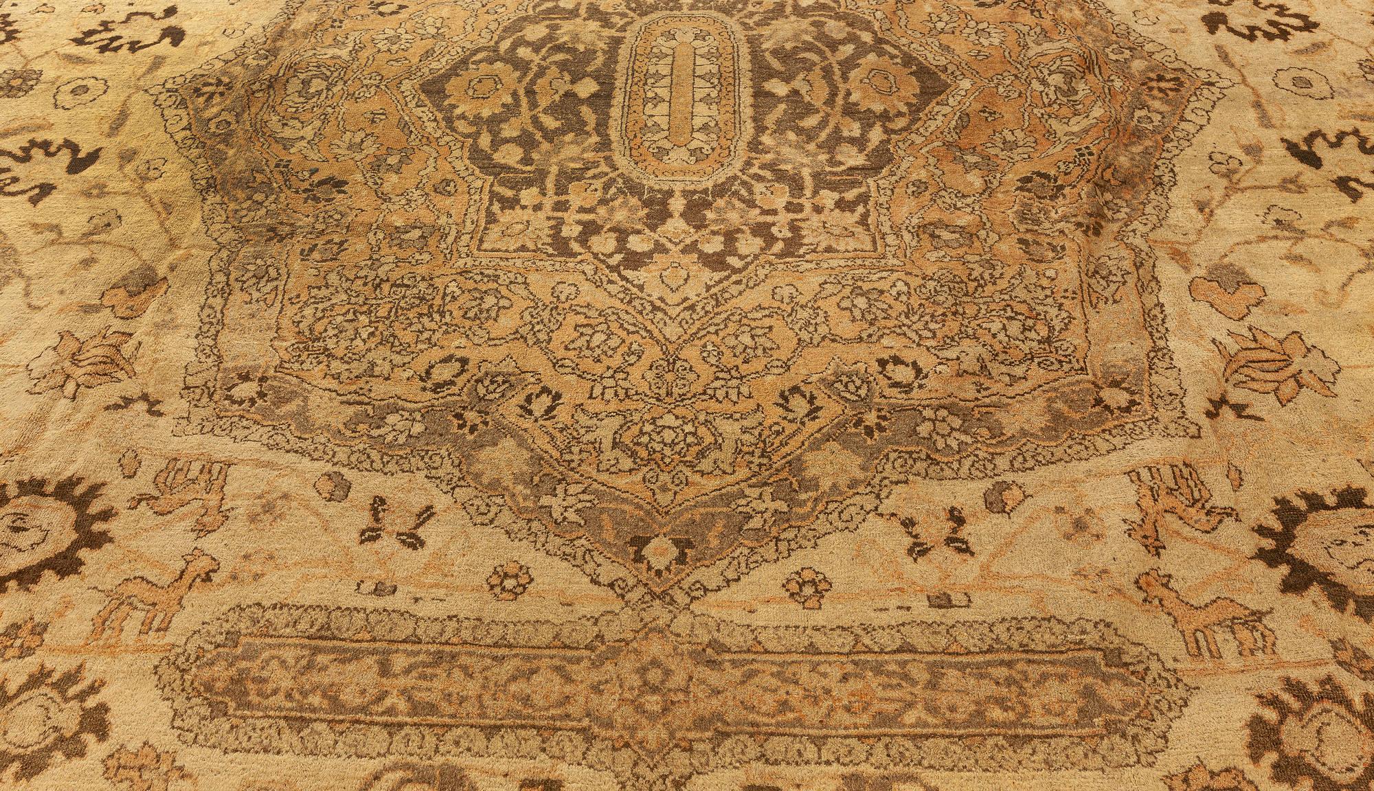 Large Antique Indian Amritsar Handmade Wool Rug For Sale 2