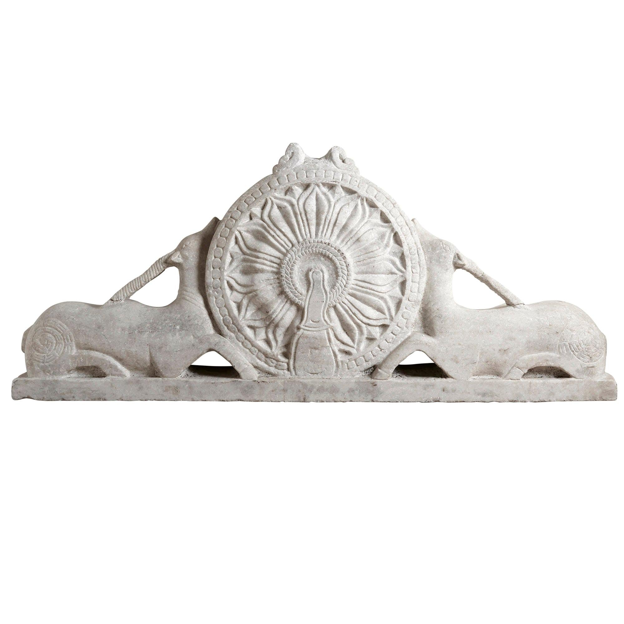 Large Antique Indian Carved Marble Lintel For Sale