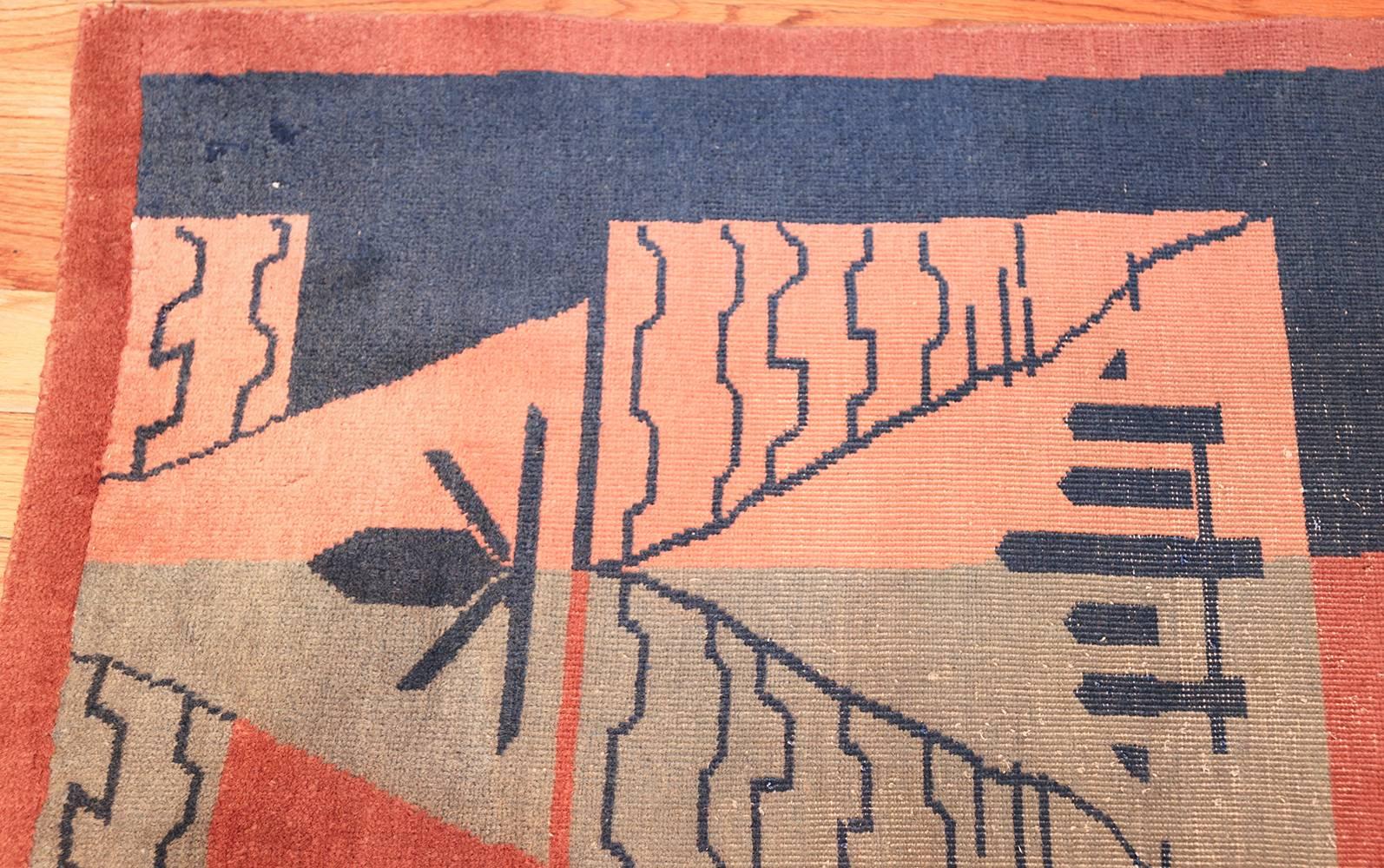 Antique Indian Shabby Chic Art Deco Rug. 12 ft 4 in x 15 ft In Good Condition For Sale In New York, NY