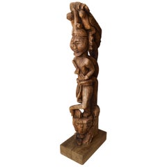 Large Antique Indo Burmese Carved Bracket Figure, 18th Century