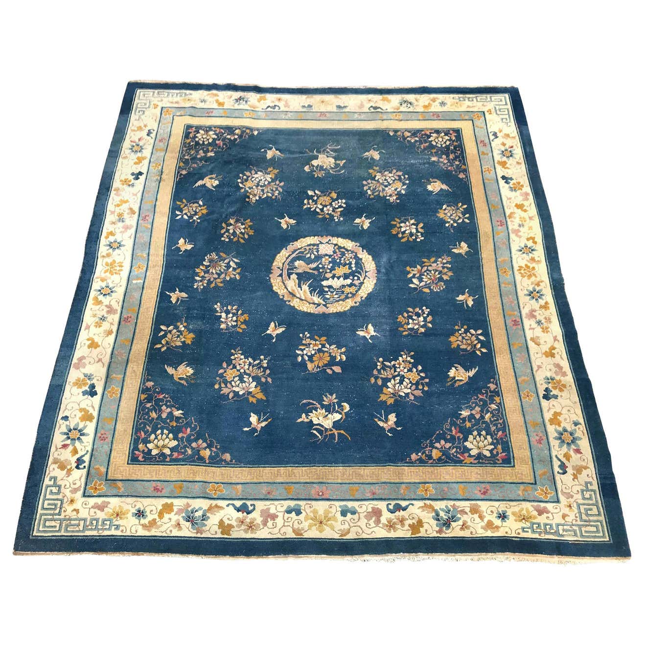 Large Antique Indo-China Art Deco Rug For Sale at 1stDibs