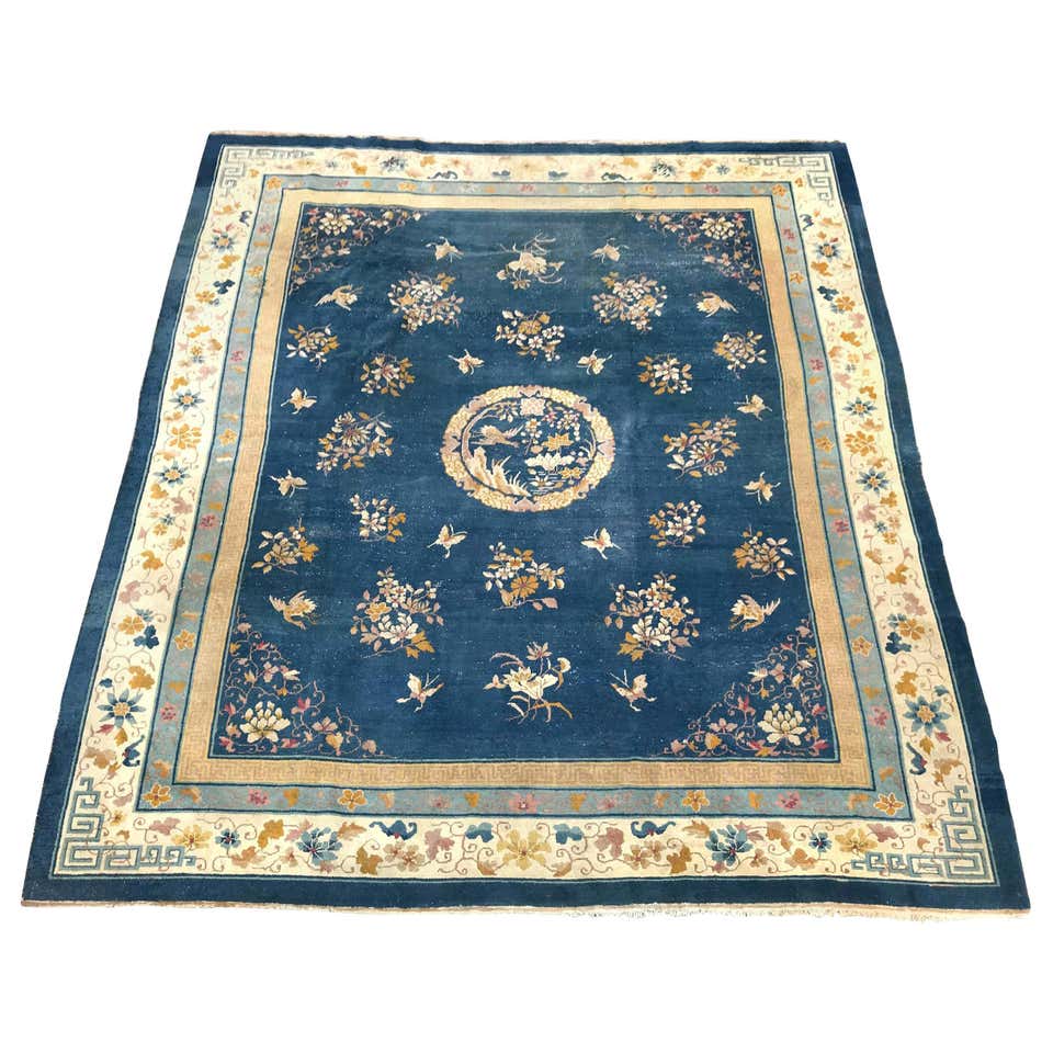 Chinese Story Rug Antique Chinese Peking Rug with Chinoiserie Chic Style For Sale at ...
