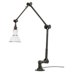 Large Antique Industrial Cogged Dugdills Machinist's Wall Desk Lamp c1910