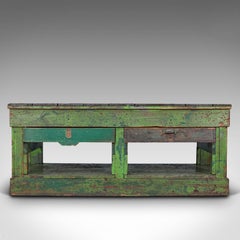 Large Antique Industrial Mill Table, English, Pine, Kitchen Island, Victorian