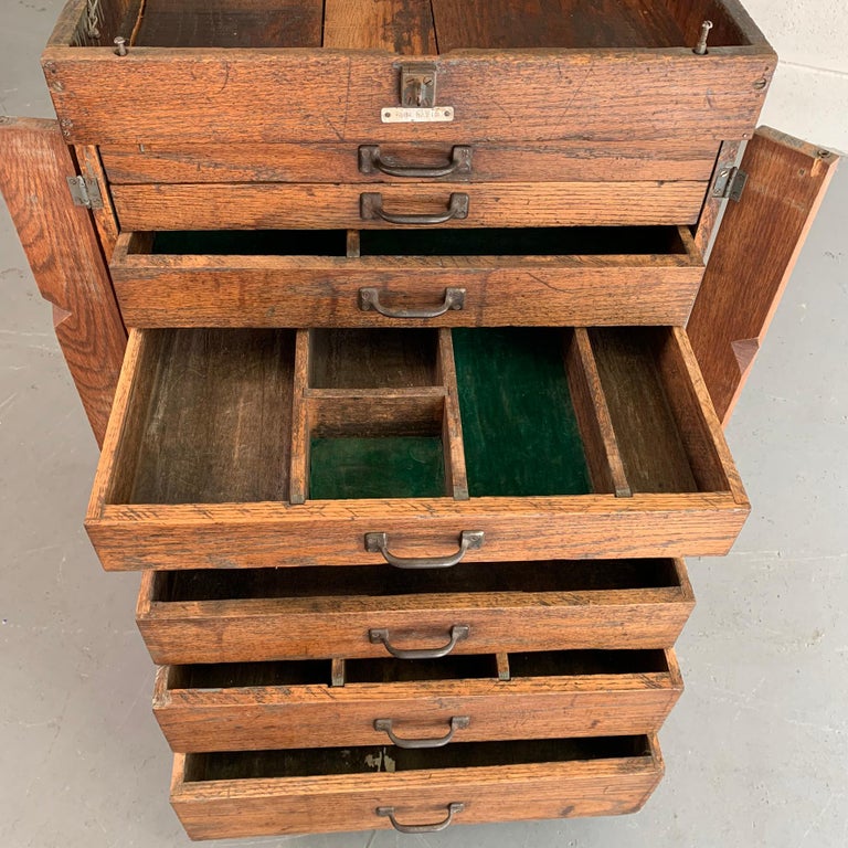 Large Antique Industrial Oak Machinist Tool Chest at 1stDibs antique tool