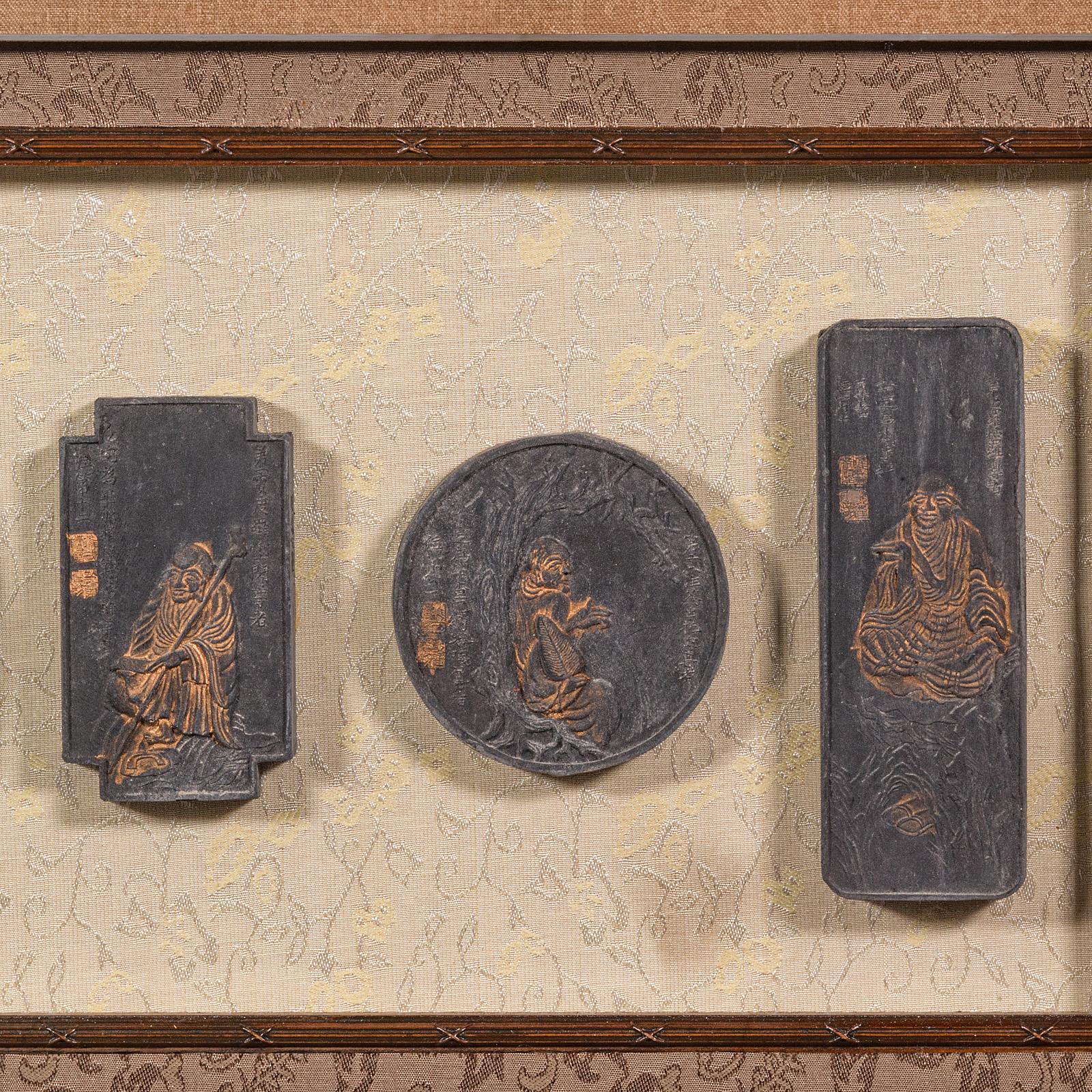 Großes antikes Vitrinen-Set aus Tintenstein, chinesisch, mit Ornamentsteinen, Qing, viktorianisch (Stein) im Angebot