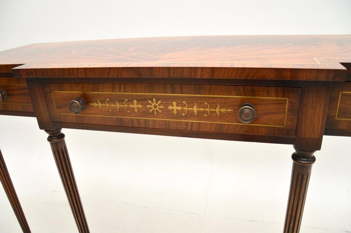 Large Antique Inlaid Brass Console Table 3