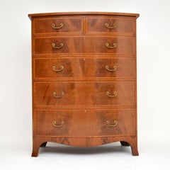 Large Antique Inlaid Mahogany Bow Front Chest of Drawers