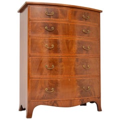 Large Antique Inlaid Mahogany Bow Front Chest of Drawers