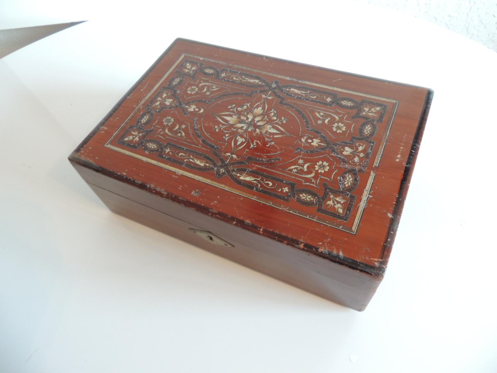 Regency Large Antique Inlaid Style Jewelry or Decorative Box