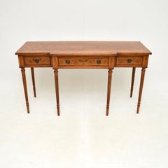 Large Antique Inlaid Yew Wood Console Table