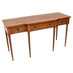 Large Antique Inlaid Yew Wood Console Table
