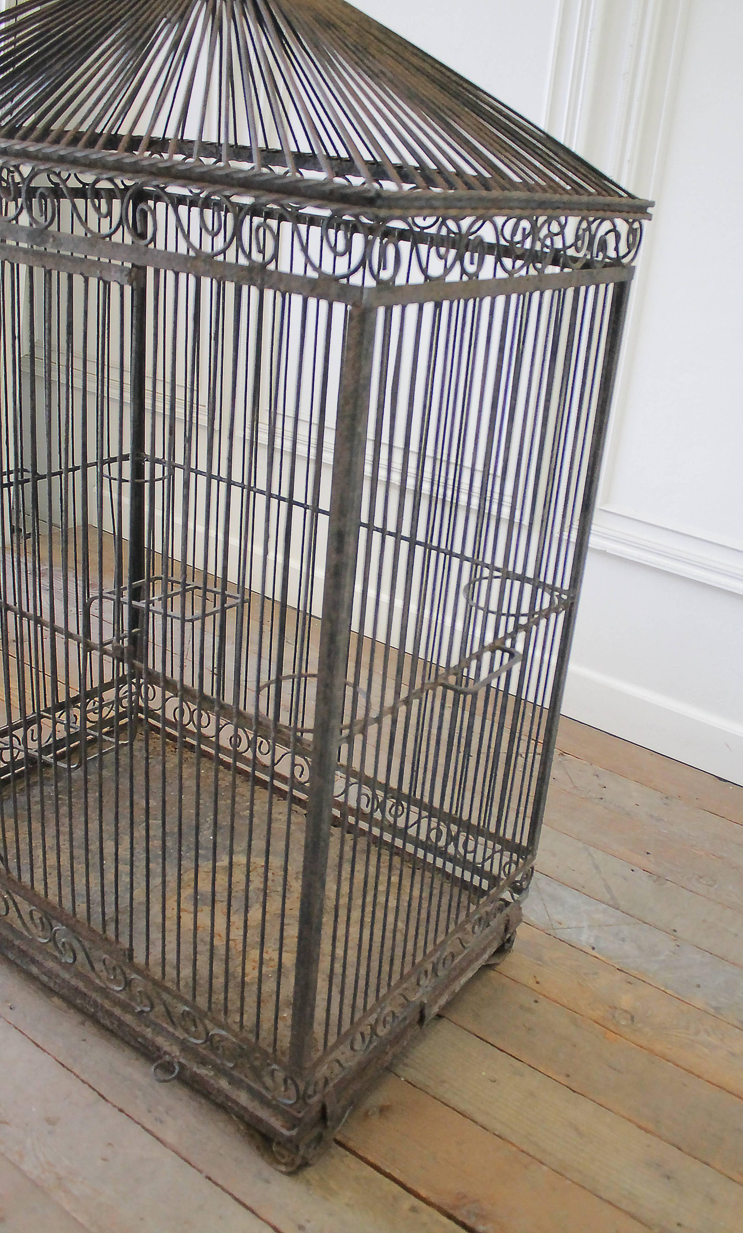 Large Antique Iron Bird Cage 1