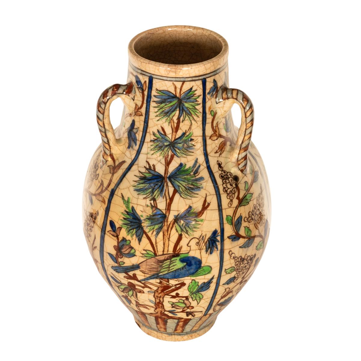 Large Antique Islamic Qajar Persian Ottoman Iznik Kutahya Pottery Vase 1850 In Good Condition In Portland, OR