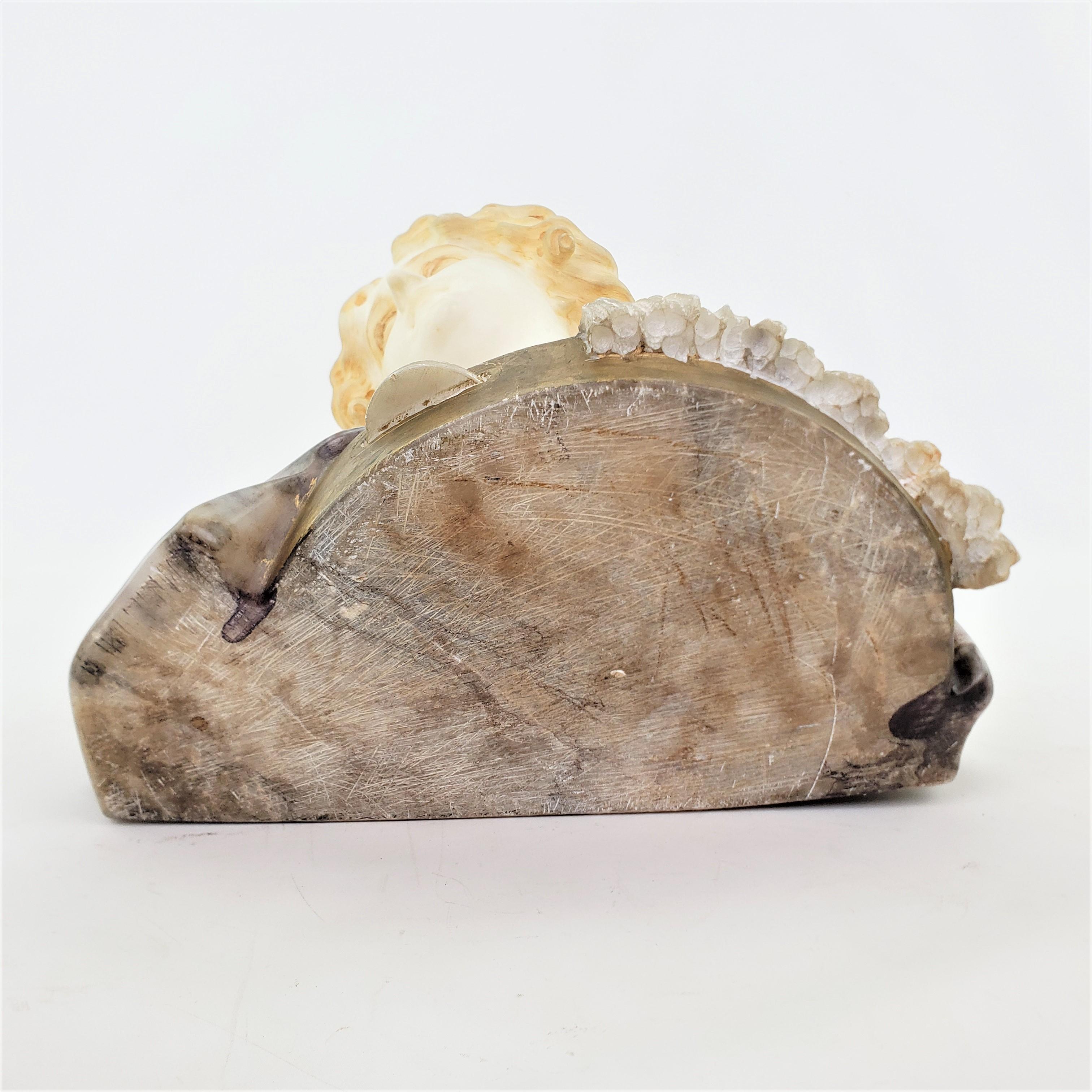 Gran busto antiguo de mármol de mujer músico, firmado por un artista italiano en venta 3
