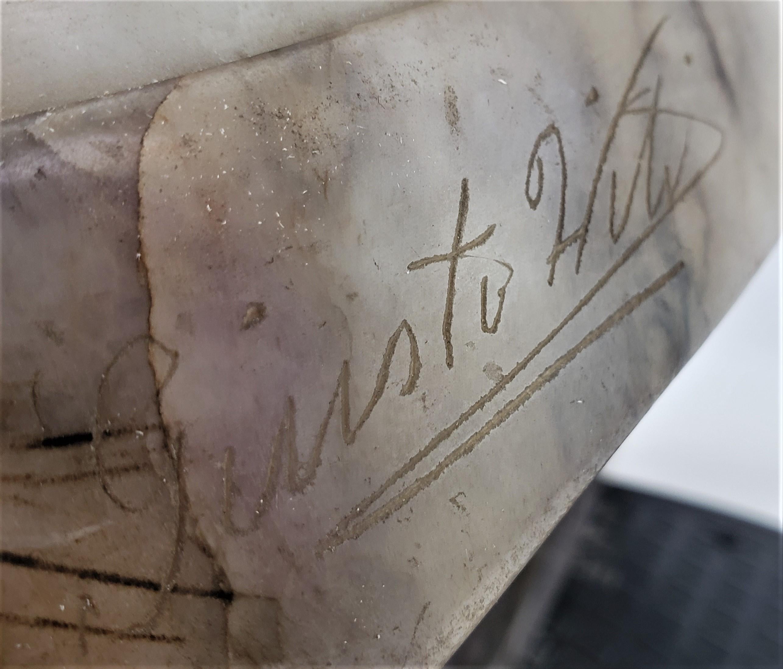 Gran busto antiguo de mármol de mujer músico, firmado por un artista italiano en venta 4