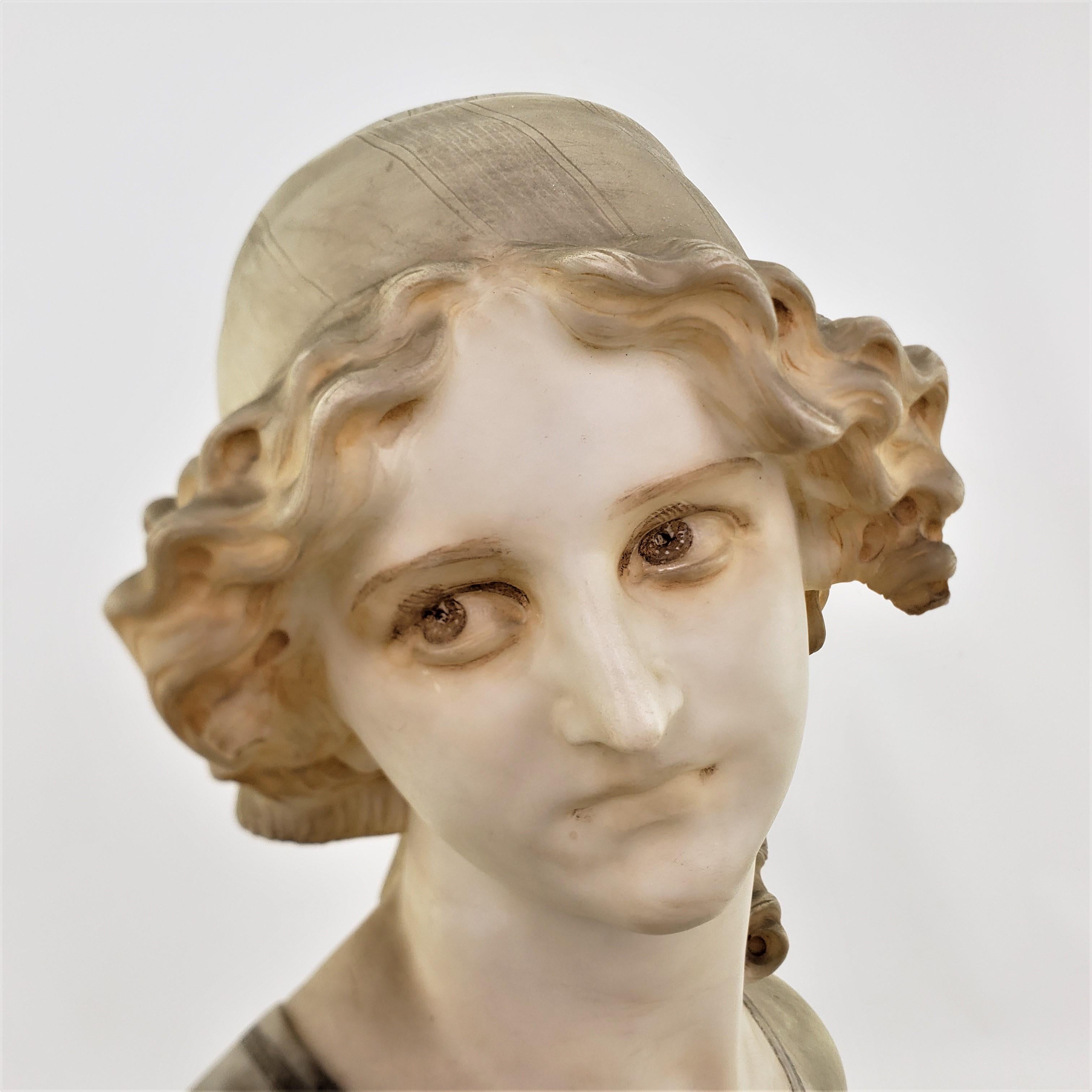 Große antike handgeschnitzte Marmorbüste einer weiblichen Musikerin, signiert von italienischer Künstlerin im Angebot 7