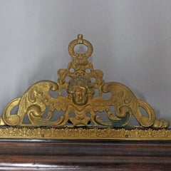 Large Antique Italian Baroque Mahogany & Ormolu Figural Wall Mirror, circa 1880