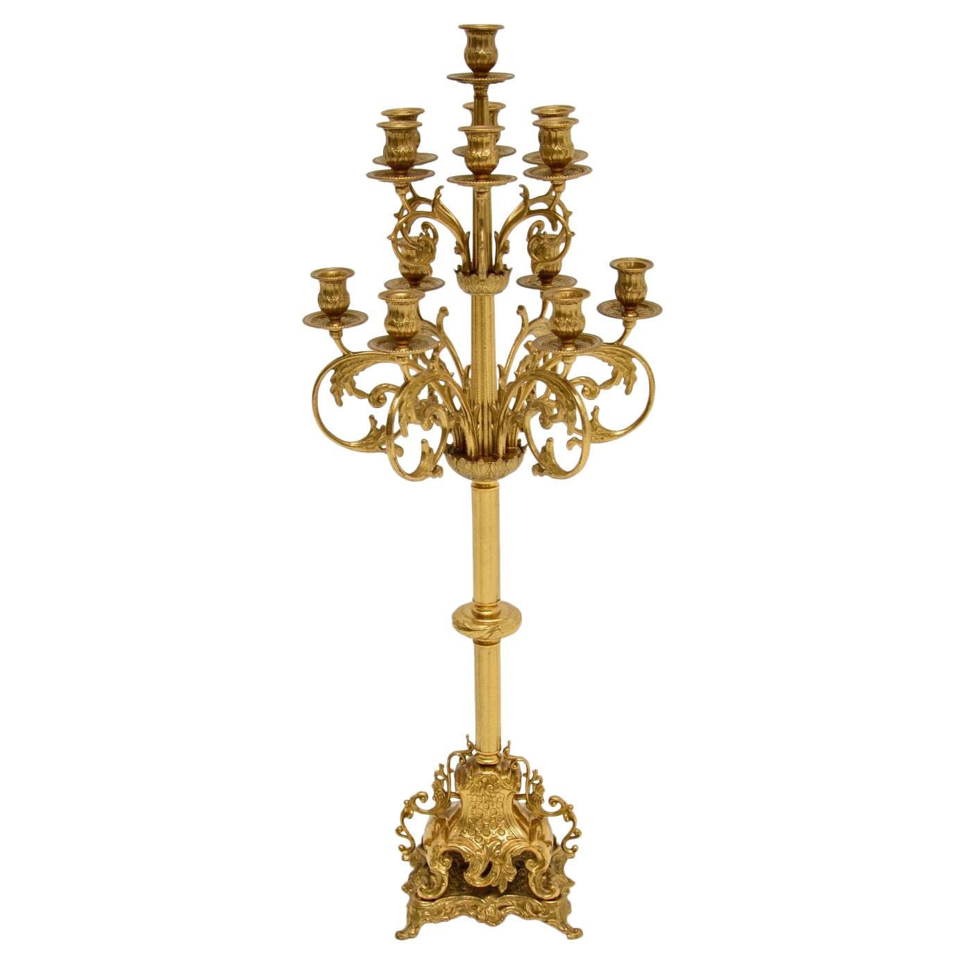 Large Antique Italian Brass Candelabra