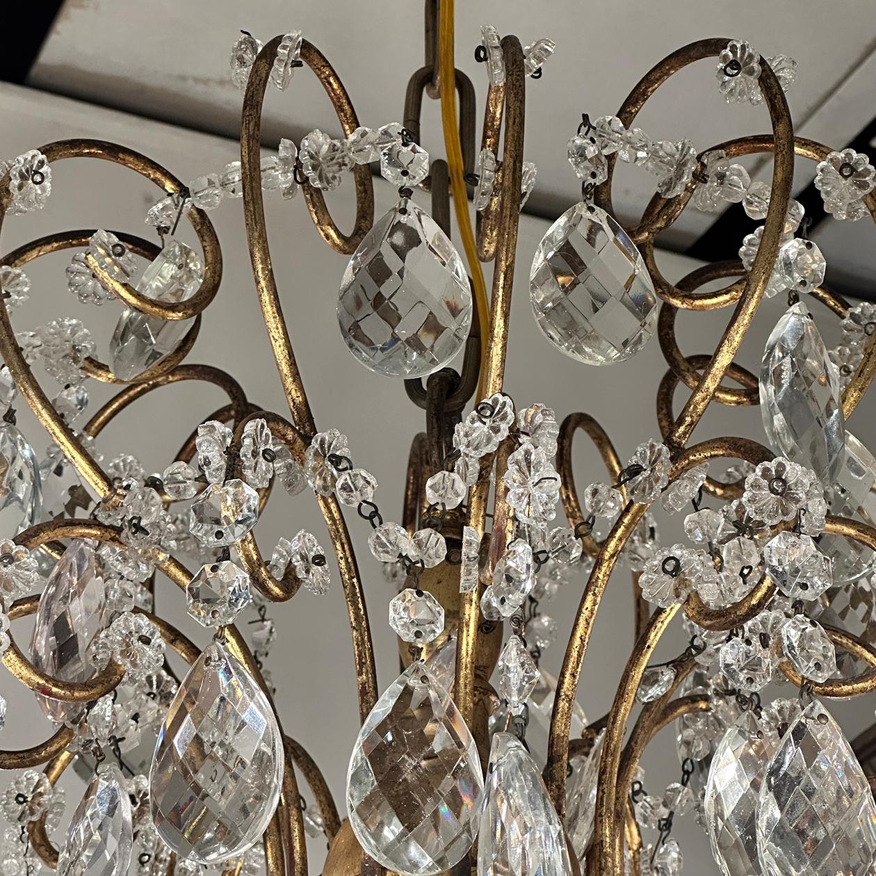 Large Antique Italian Crystal Chandelier For Sale 4