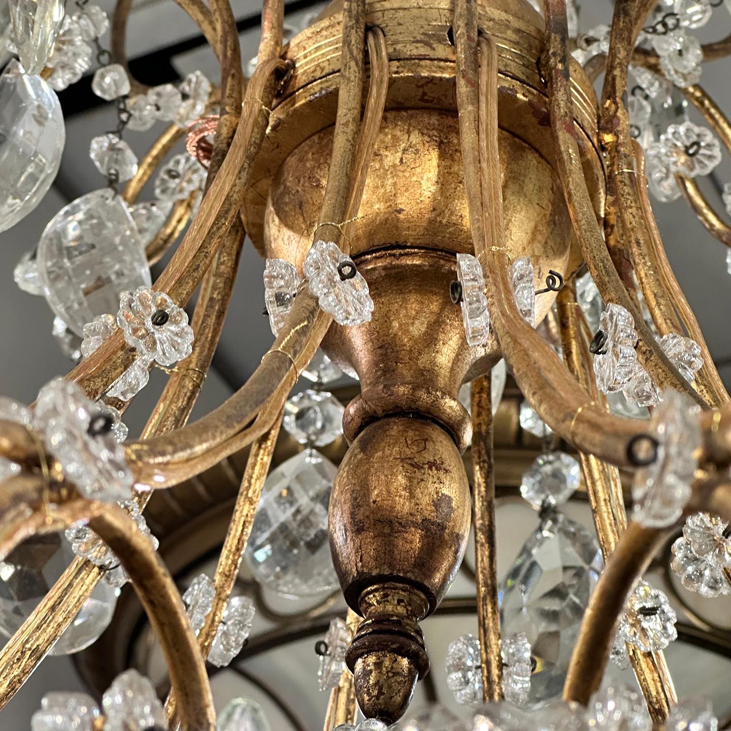 Large Antique Italian Crystal Chandelier For Sale 5