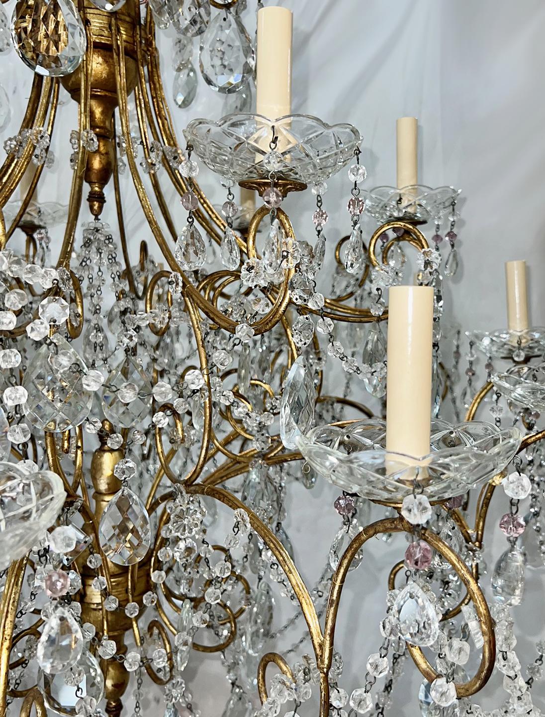 Early 20th Century Large Antique Italian Crystal Chandelier For Sale