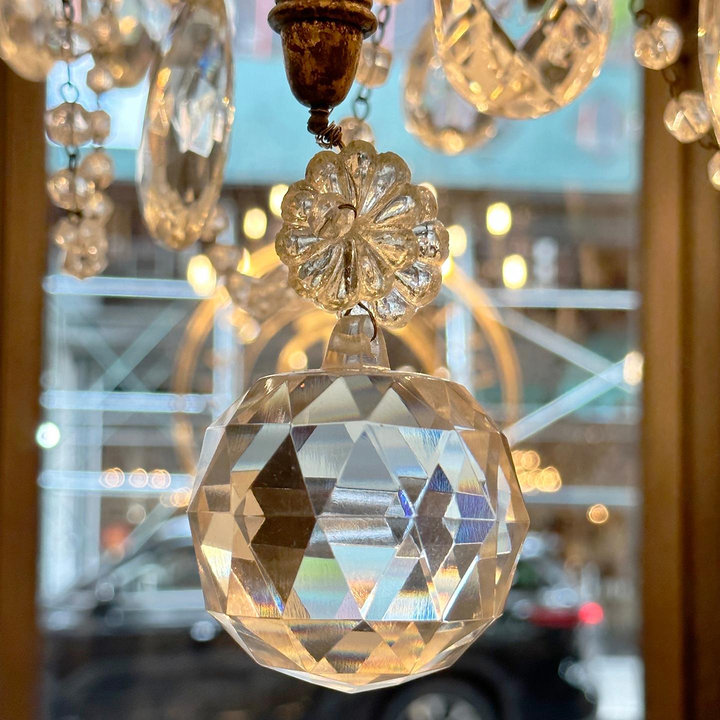 Metal Large Antique Italian Crystal Chandelier For Sale
