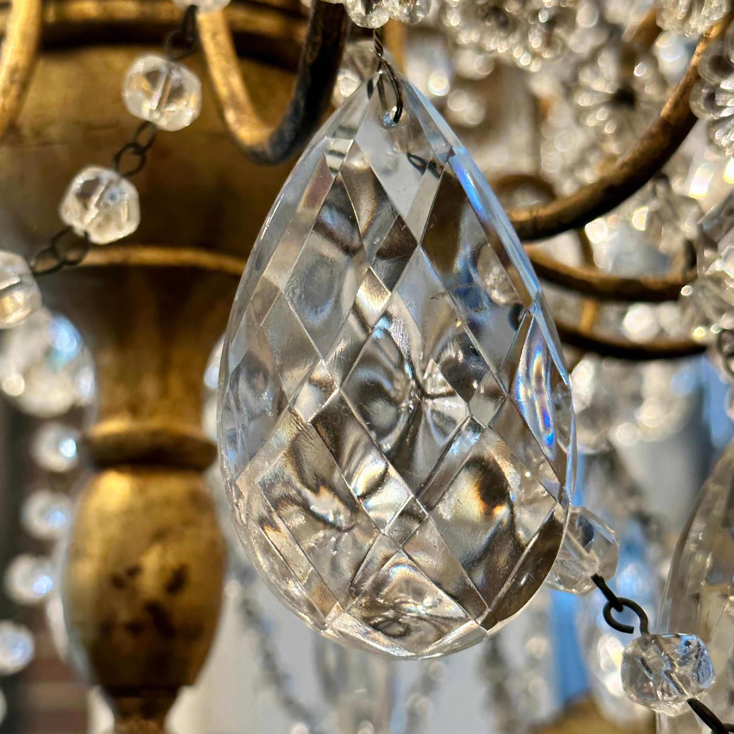 Large Antique Italian Crystal Chandelier For Sale 1
