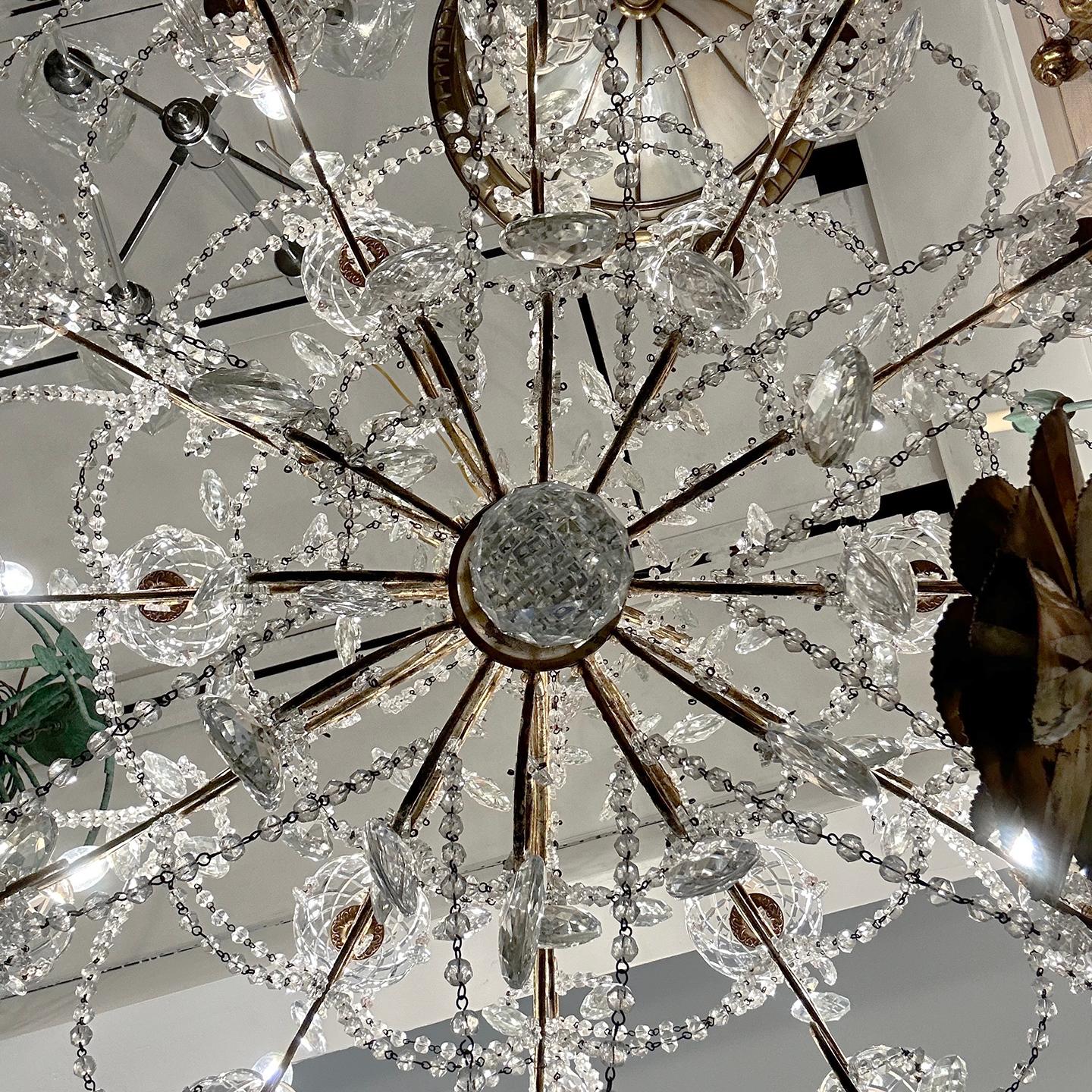 Large Antique Italian Crystal Chandelier For Sale 2