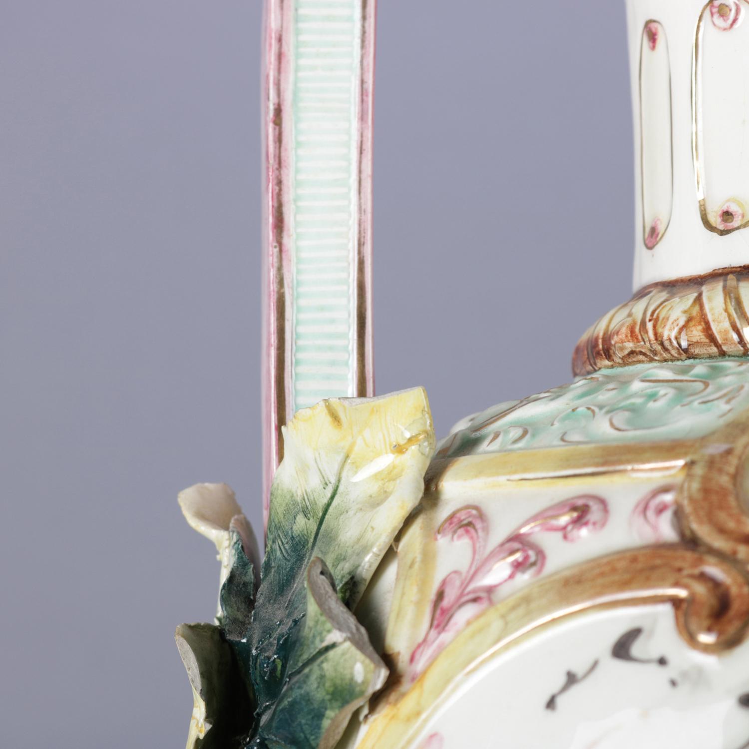 Large Antique Italian Figural Hand-Painted Majolica School Porcelain Urn 2