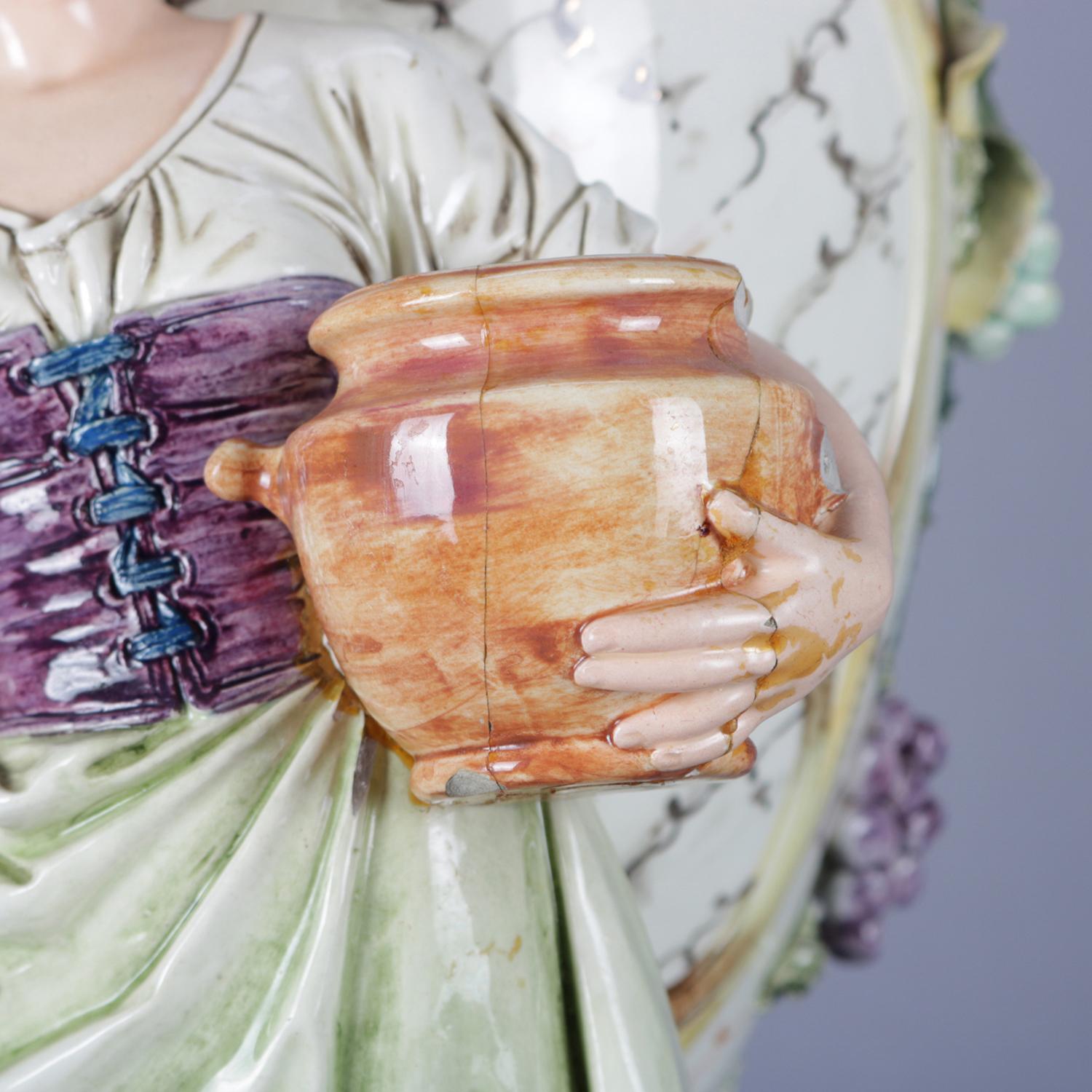 Large Antique Italian Figural Hand-Painted Majolica School Porcelain Urn 3